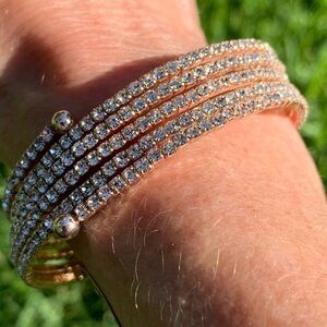 Cubic zirconia rose gold wrap bracelet formal wedding prom dance night out glam